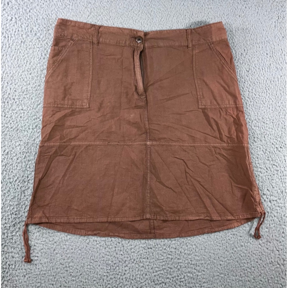 Retro y2k Skirt Women XL Brown Utility Gorpcore Cinch Hem Above Knee w/ Pockets